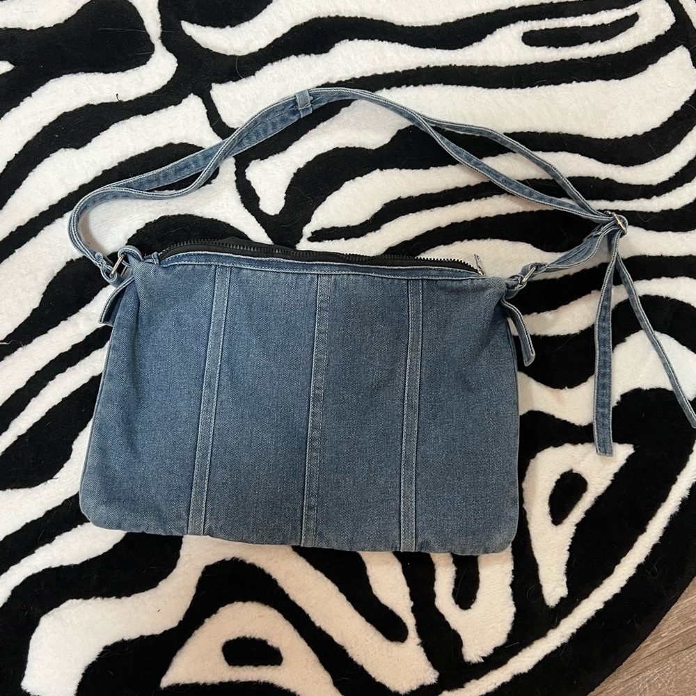 Blue Denim Shoulder Bag with Adjustable Strap